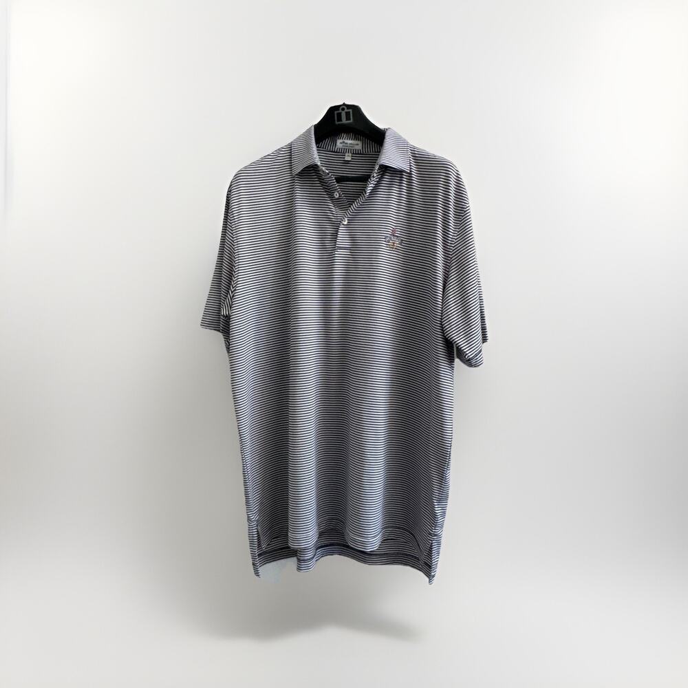 Peter Millar Southern Comfort Golf Polo Navy White Striped Performance XL LOGO